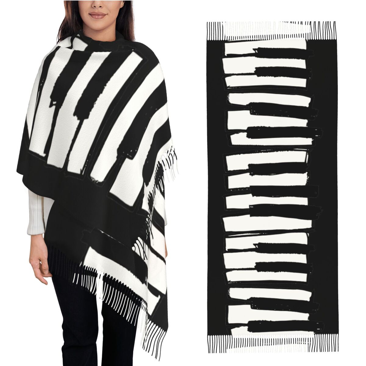 Pashmina Wrap Large - Écharpe minimaliste pour touches de Piano