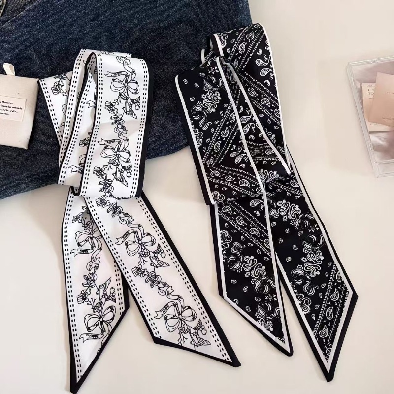 Ascot Neck Scarf - Écharpe longue double face noire et