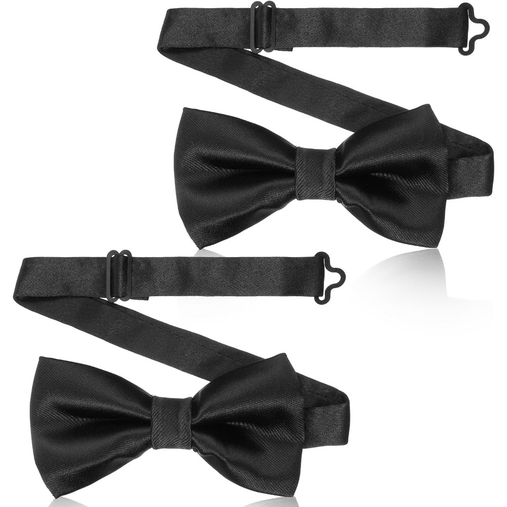 Bow Tie Pre Tied - Lot de 2 nœuds papillon noirs,