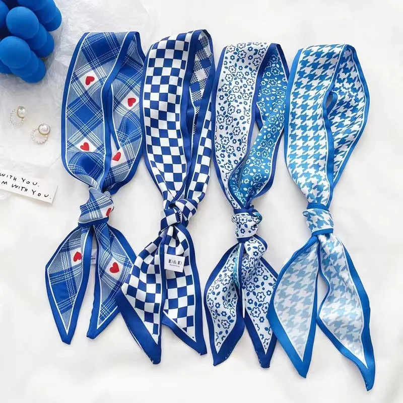 Ascot Neck Scarf - Nouveau foulard en soie bleu Klein