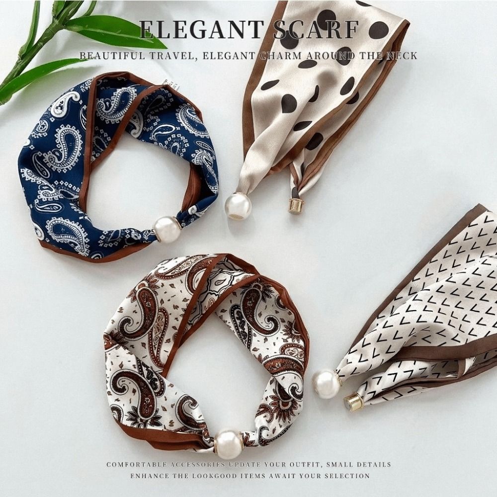 Élégant foulard en soie perlée - Ascot Neck Scarf avis et prix